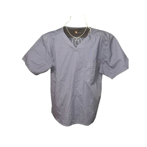 Nice GRAY CARHARTT MEN RUGGED FLEX RIPSTOP CHEST POCKET SCRUB TOP size large - Picture 1 of 9